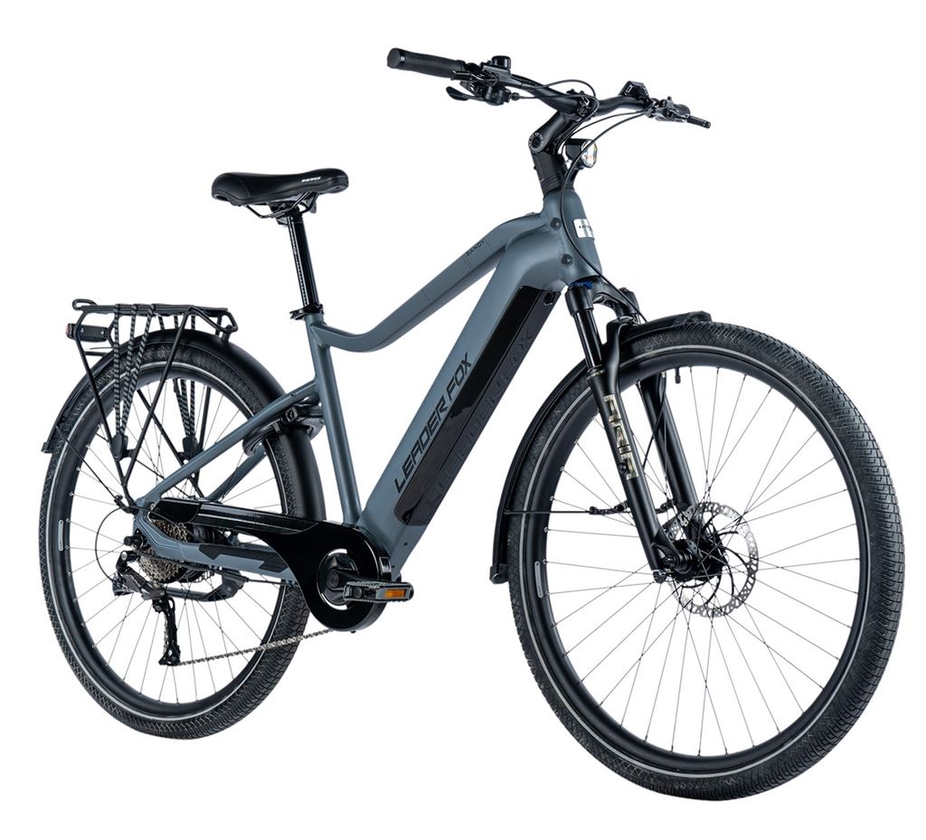 LEADER FOX E-BIKE 28 SANDY GENT 19-2, BLACK MATT/GREEN+GREY (REAR MOTOR), vel. 19