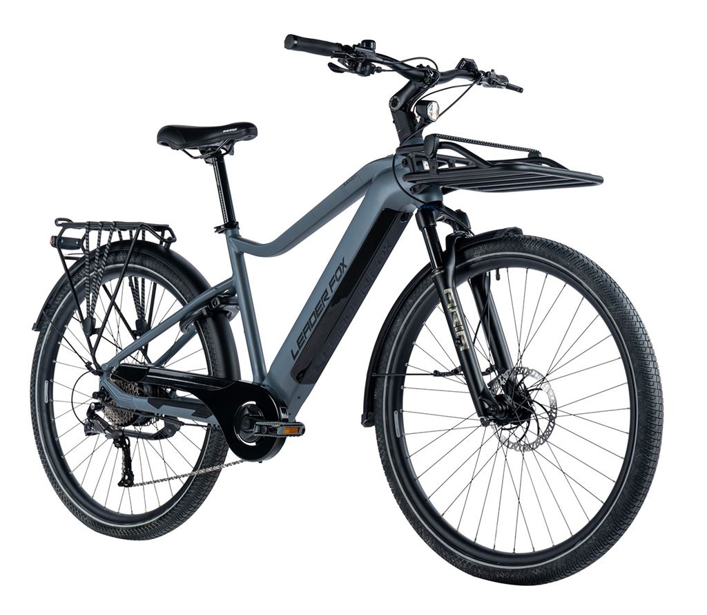 LEADER FOX E-BIKE 28 SANDY GENT 19-2, BLACK MATT/GREEN+GREY (REAR MOTOR), vel. 19