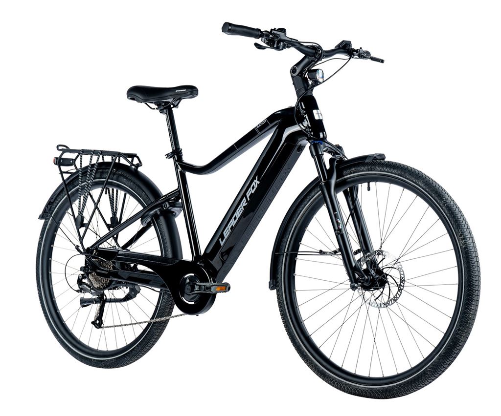 LEADER FOX E-BIKE 28 SANDY GENT 17,5-1, BLACK MATT/BLUE+GREY (REAR MOTOR), vel. 17,5